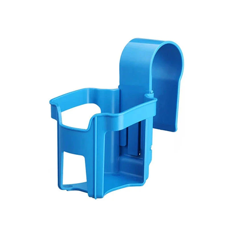 Poolside drink holder securely clips onto pool edge to hold beverages for kids and adults, preventing spills