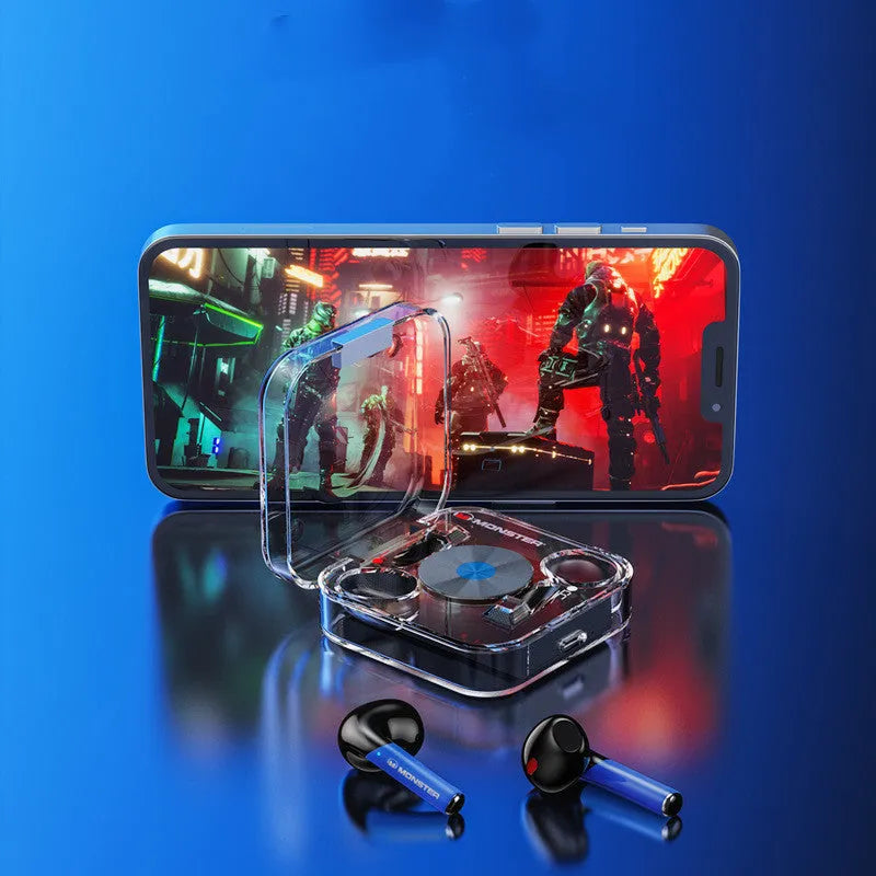 Wireless Bluetooth headset with earplug design in black blue colour option
