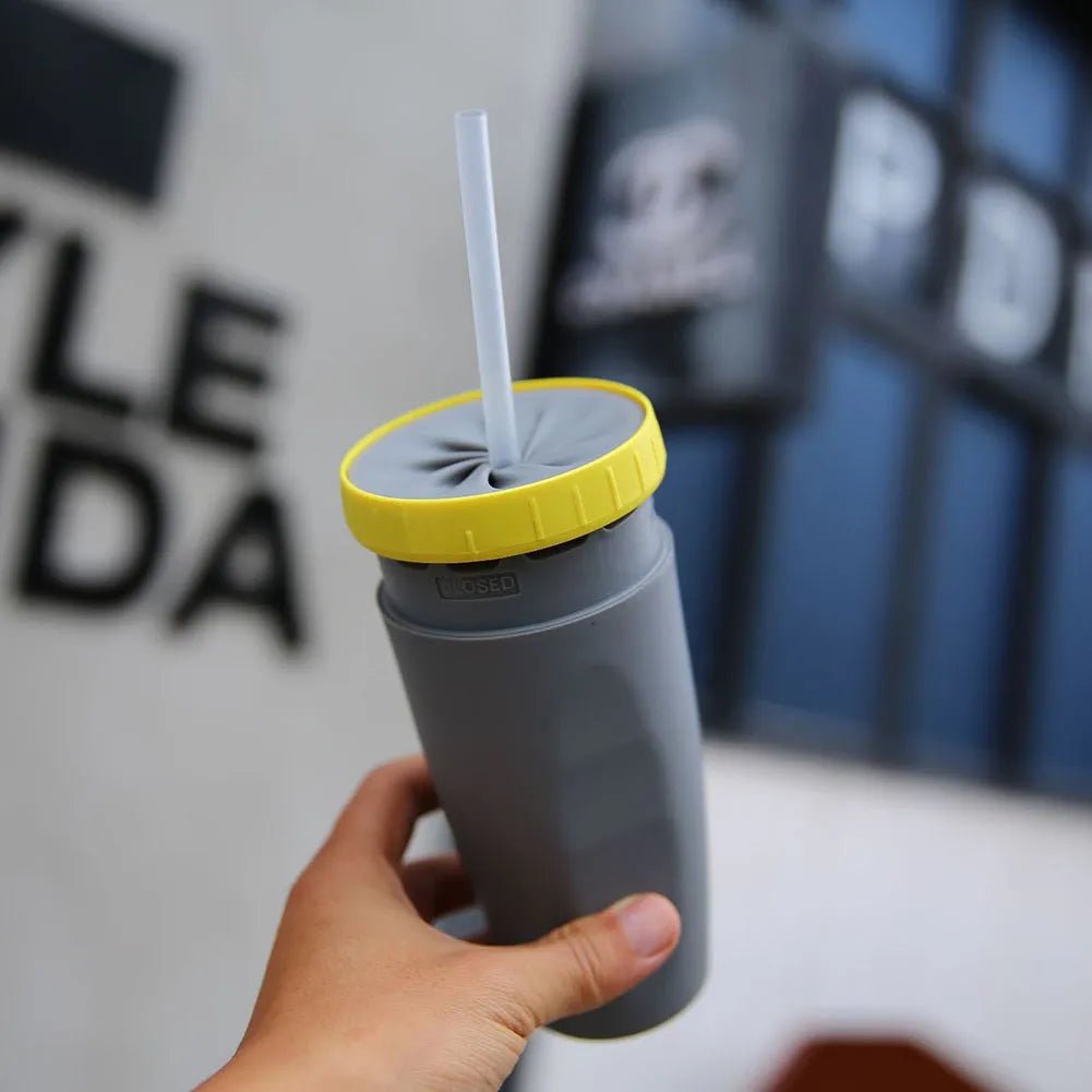 Twist-top silicone seal travel tumbler with double-wall insulation and cartoon patterns
