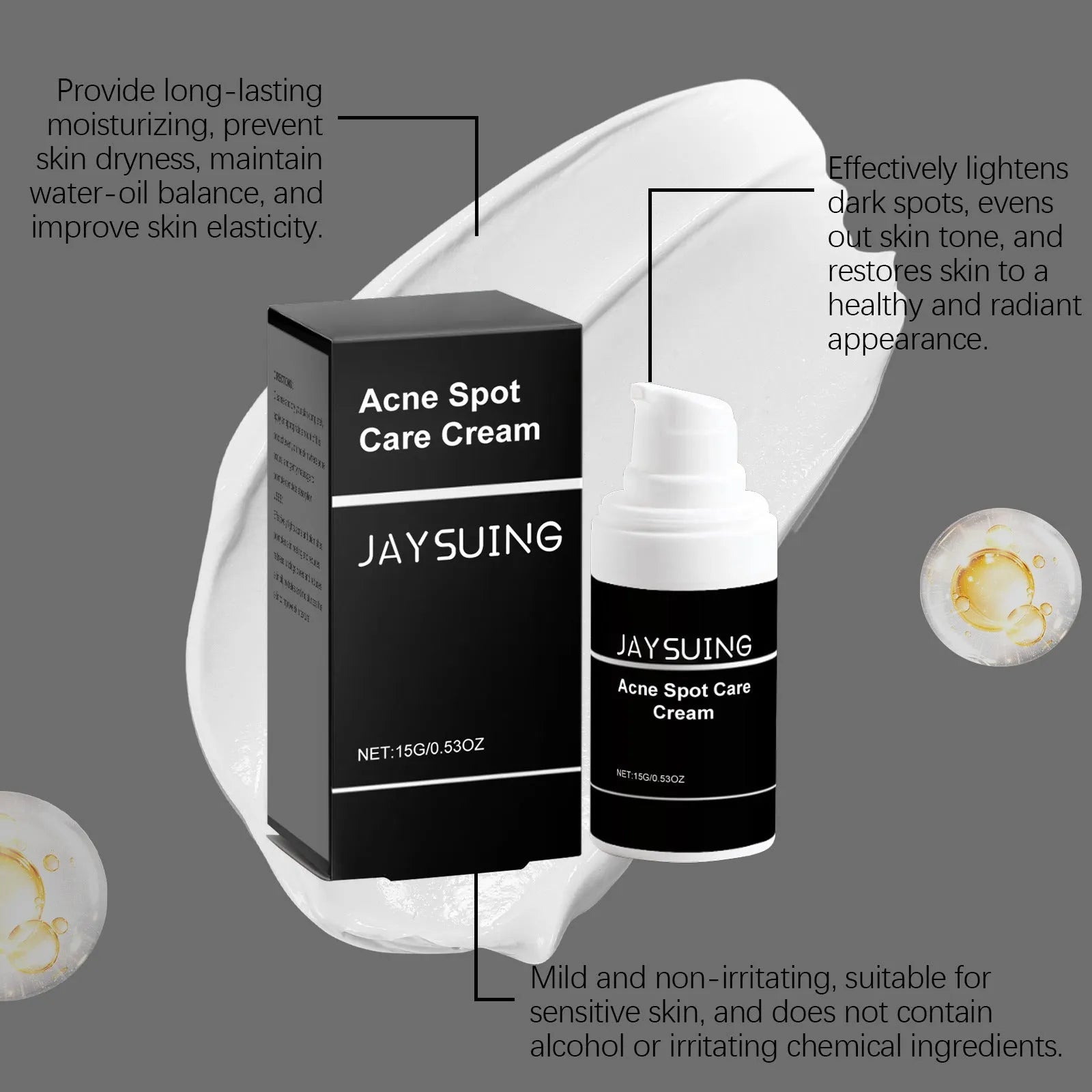 15g tube of mild acne treatment cream with mint, tea tree oil and aloe leaf ingredients