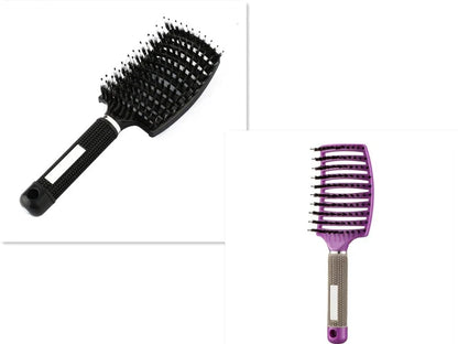 Detangling hairbrush with bristle and nylon teeth for effortless hair management and scalp massage