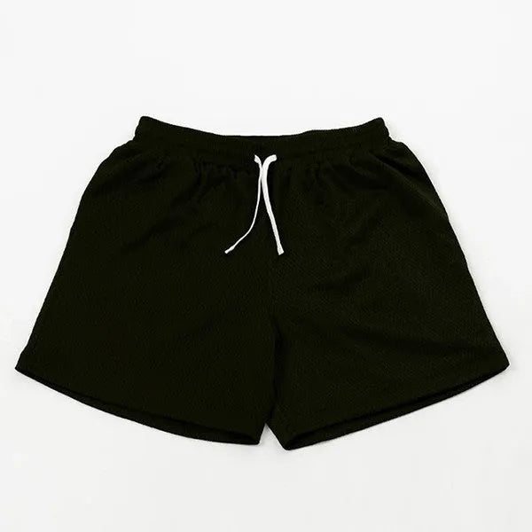 Men's solid colour quick-drying mesh running shorts in black, red, green, purple, or blue