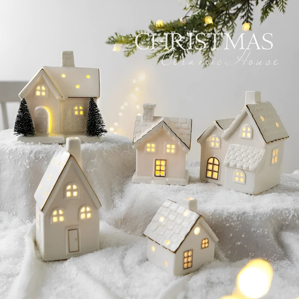 Creative Christmas tree house ceramic ornament in European villa style