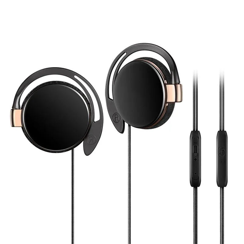 Wired motion wear earphones with 3.5mm plug in black gold colour for Android iOS Windows Phone