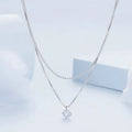 Double-layer sterling silver necklace with pearl chain and silver pendant