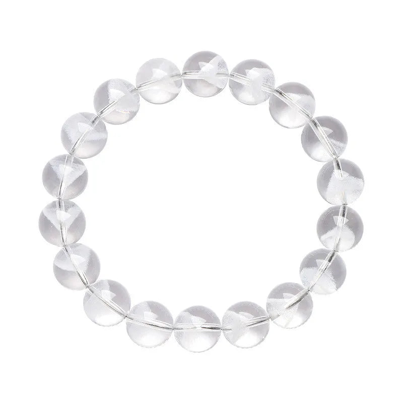 Women's natural white ghost bracelet with a white crystal pyramid charm and ruyi design elements.