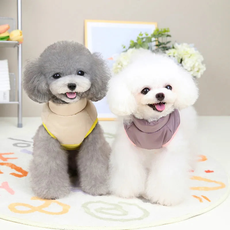 Cotton Pet Clothing for Dogs – Autumn and Winter Warm Wear in 22 Seam Zipper Vest Style with Available Colours Blue, Pink, Yellow and Sizes S M L XL XXL