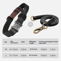 Black leather dog collar with matching explosion-proof pulling rope for large breeds