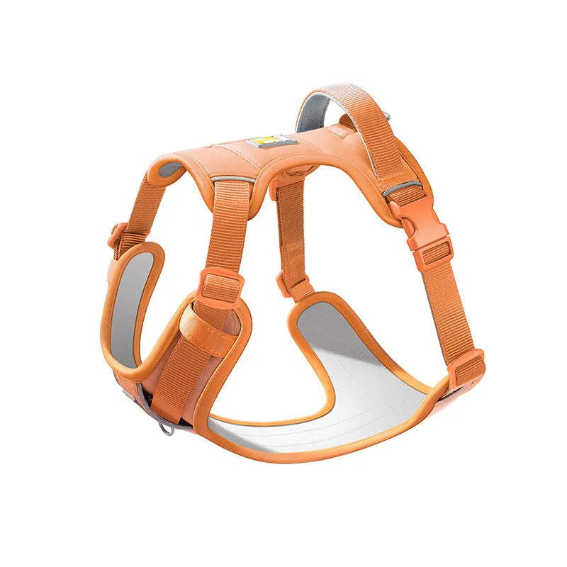 Adjustable dog chest harness vest with integrated hand holding rope in avocado green colour