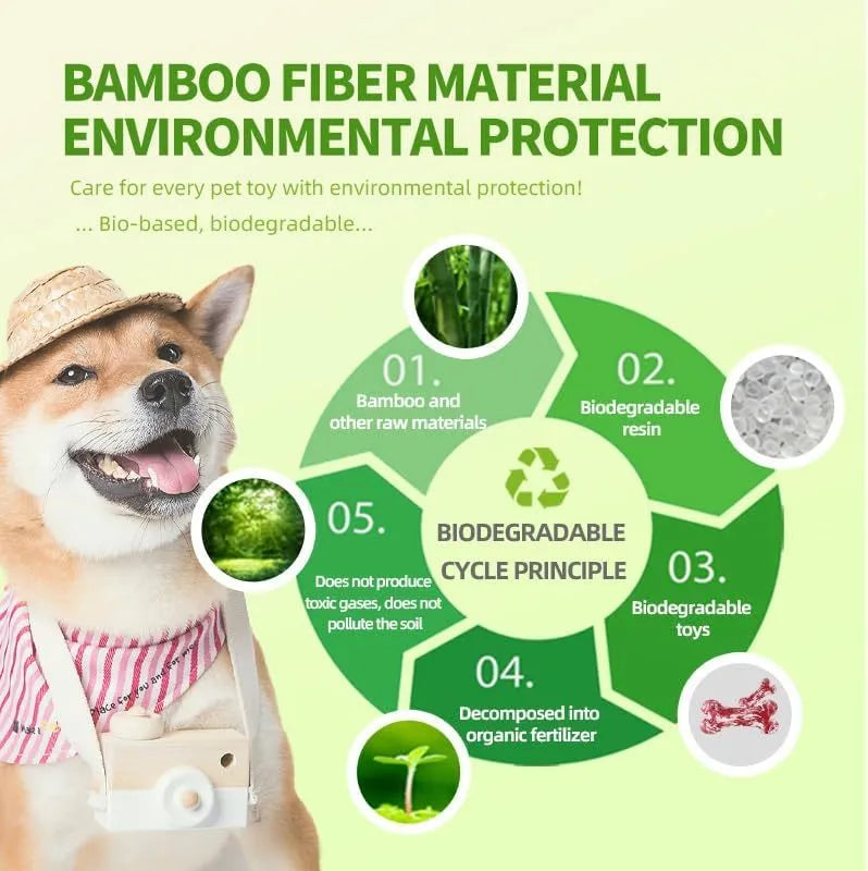 Green, white, and yellow camouflaged natural rubber bone chew toy for large dogs on a wooden surface.