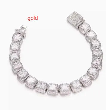 S925 sterling silver hip hop necklace 8mm wide chain silver finish 45cm length