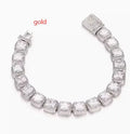 S925 sterling silver hip hop necklace 8mm wide chain silver finish 45cm length