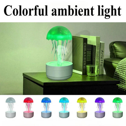 Stylish jellyfish-inspired humidifier and essential oil diffuser with 7-color LED lights for a soothing, relaxing atmosphere