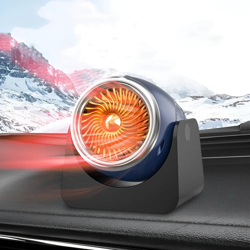 12v car heating fan in navy blue, dark purple, or light pink with rotating defrosting function