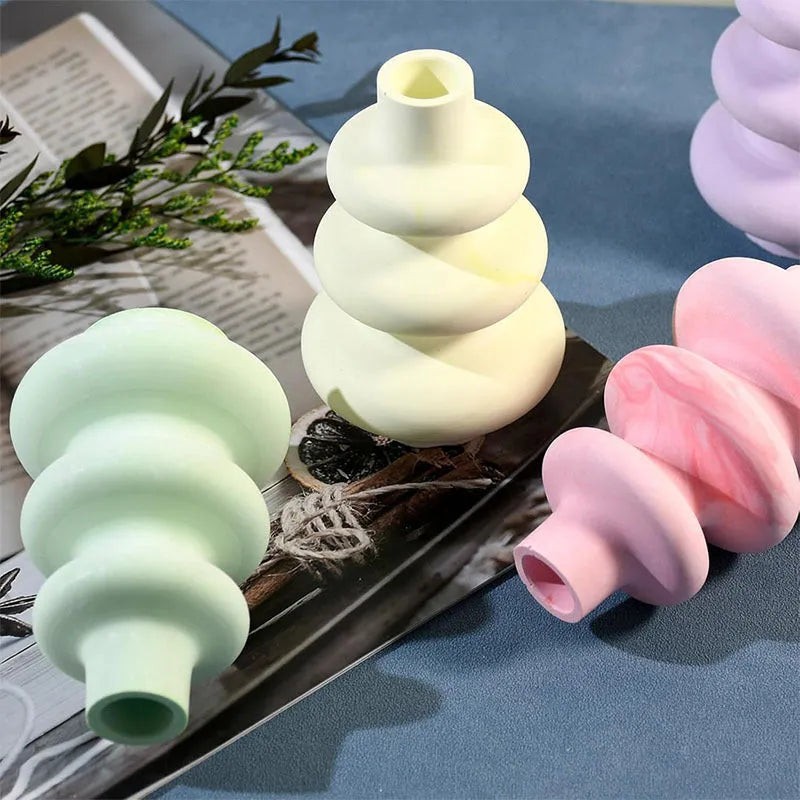 Three-layer circle vase ornament silicone baking mold in irregular shape for cake decorating