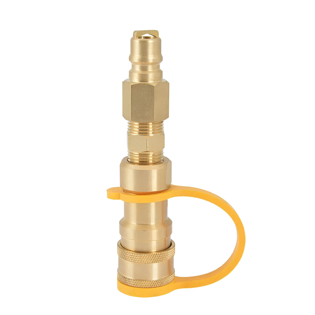 Gold brass gas propane conversion charging connector with 3/8 thread