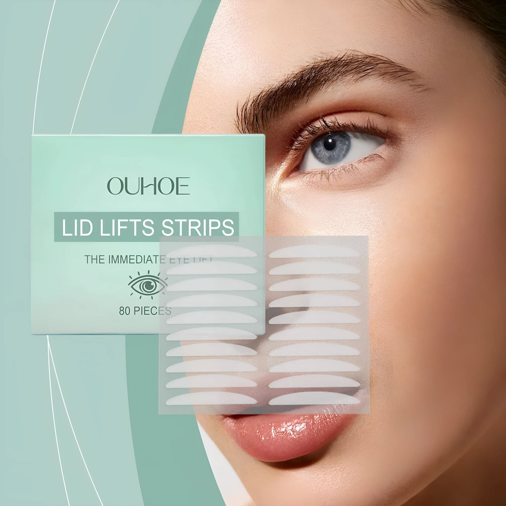 Pack of 80 brightening eyelid stickers with hyaluronic acid and collagen for a double eyelid look.