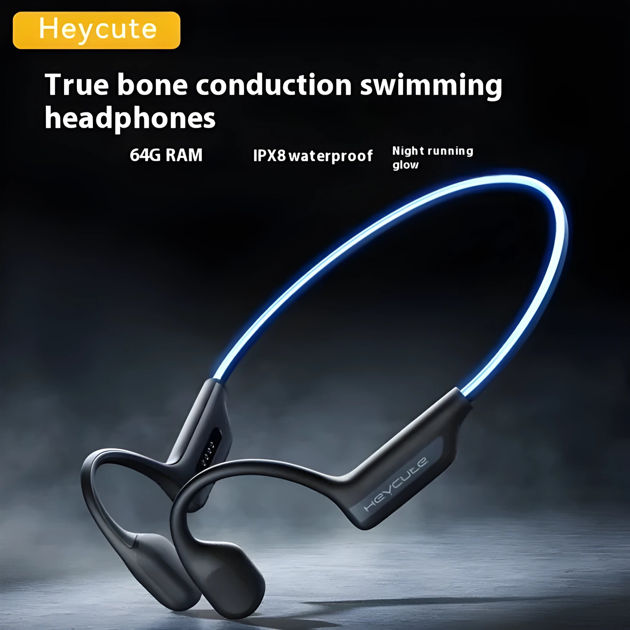 Classic Black sports neck hanging waterproof bone conduction Bluetooth earphones on running trail