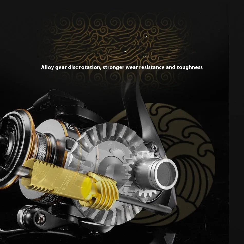 All-metal spinning fishing reel with EVA grip handle, shown in silver finish