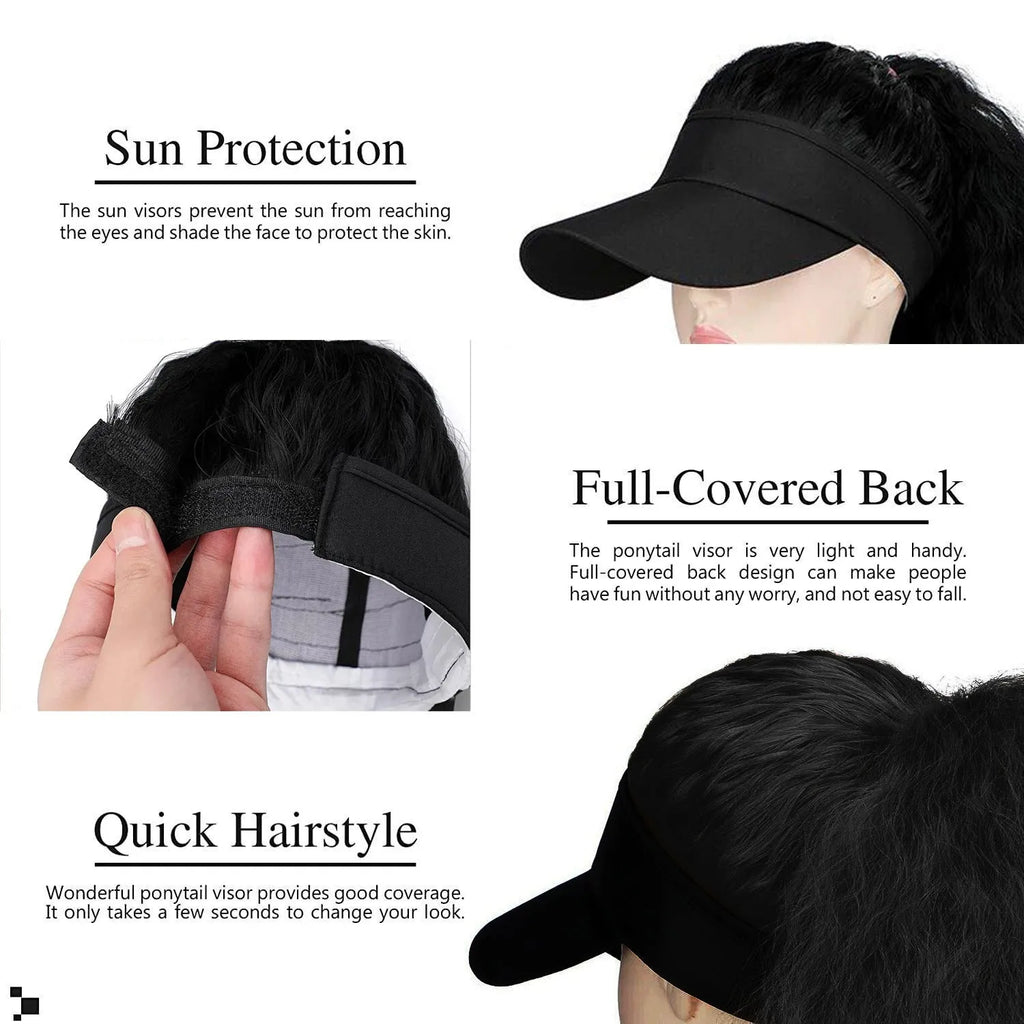 Women's hooded wig with horse tail waves roll design in domestic silk material, short natural style