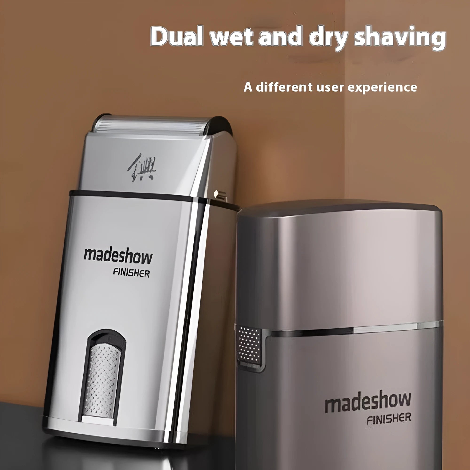 Silver household push light barber shop electric shaver with USB cable and stainless steel cutter head