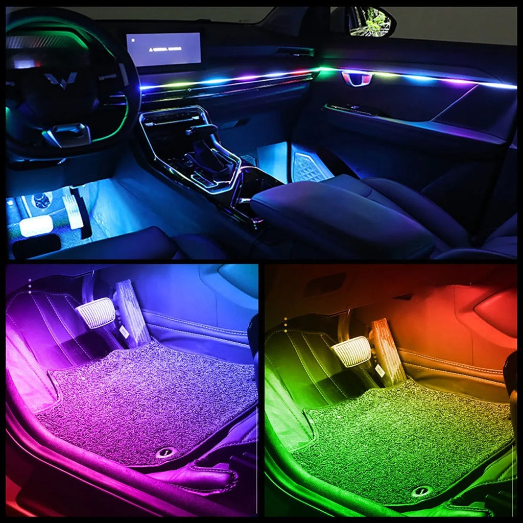 Magic Color car interior central control LED ambience light modification with remote control and app.
