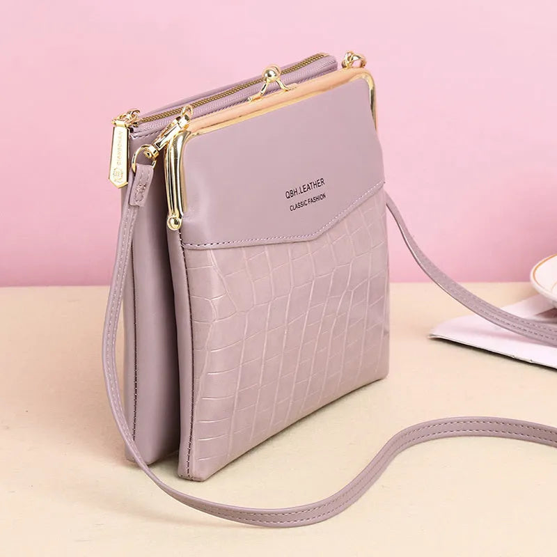 Lock shoulder bag for women with alligator pattern, PU, 18x4x17cm, crossbody phone bag in wine red