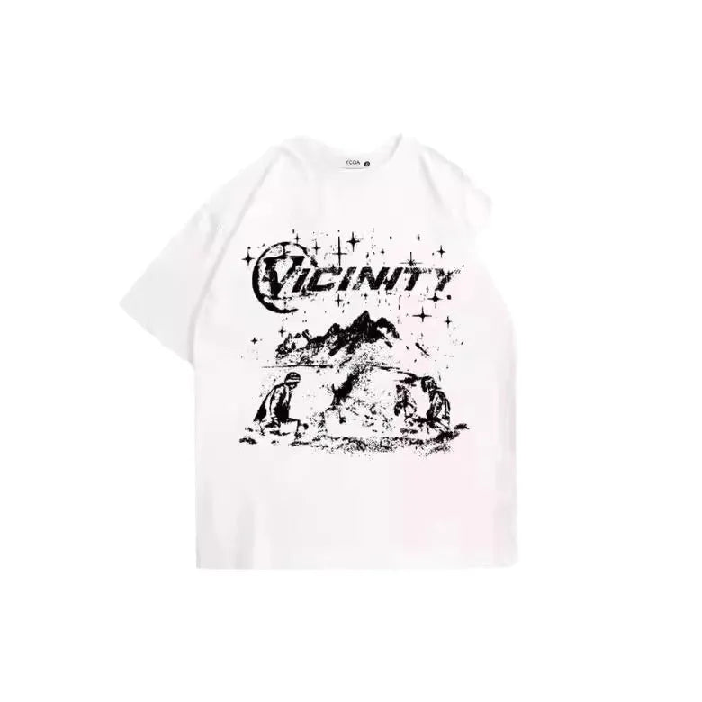 Men's hip hop graphic print t-shirt in retro design on polyester fabric