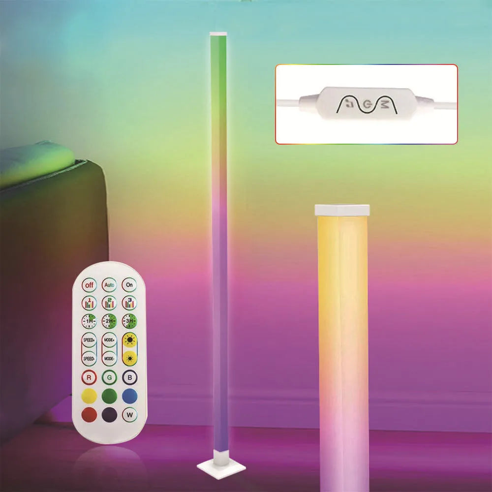 Corner floor lamp with remote control, colour-changing light, 120cm or 150cm, modern simplicity style