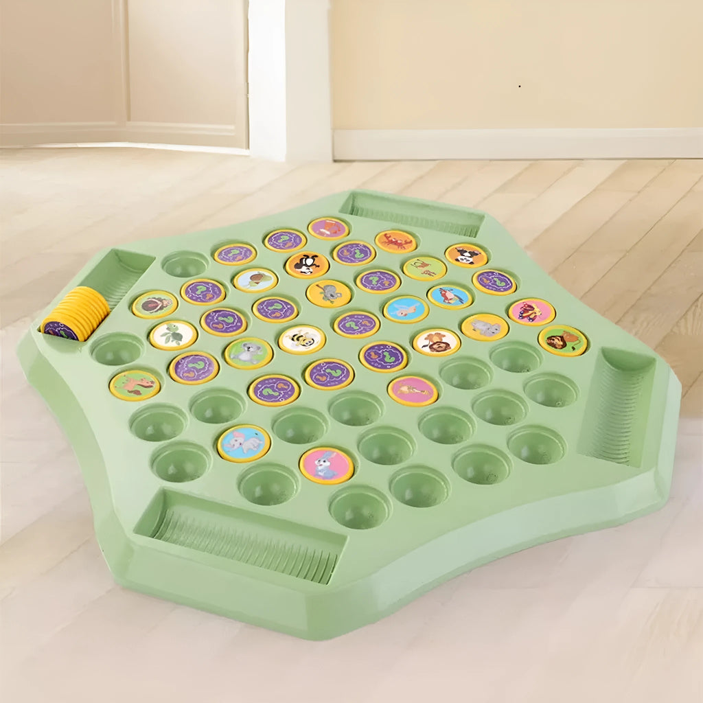 Memory flip chess double battle concentration training educational toy with plastic pieces, 31.5x31.5cm, animal style packaging