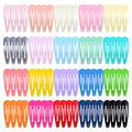 80 piece set of assorted coloured metal hair barrettes laid out on a surface.