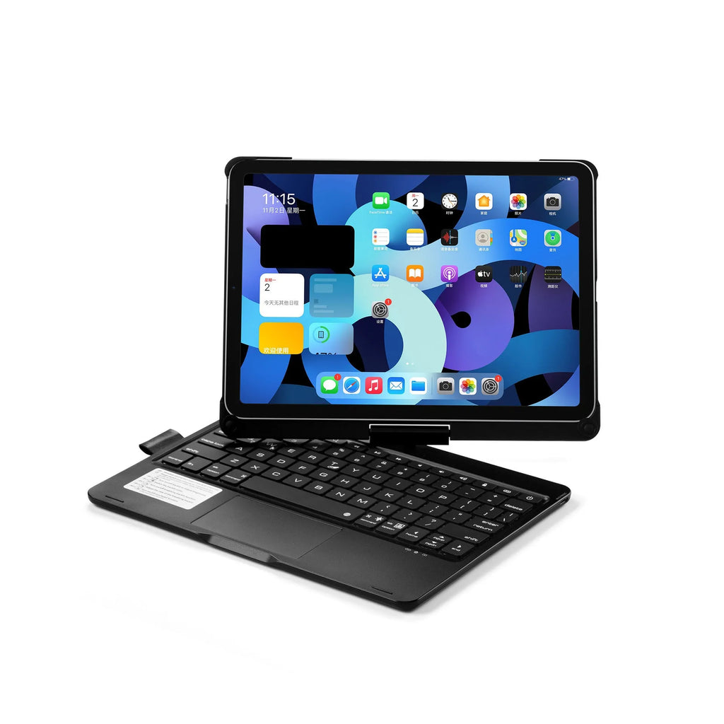 Rotating Bluetooth keyboard with touch backlight in black, silver, or rose gold for iPad tablets