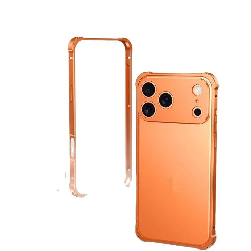 Metal alloy iPhone 17 case with seahorse buckle and reinforced corners in five colour options