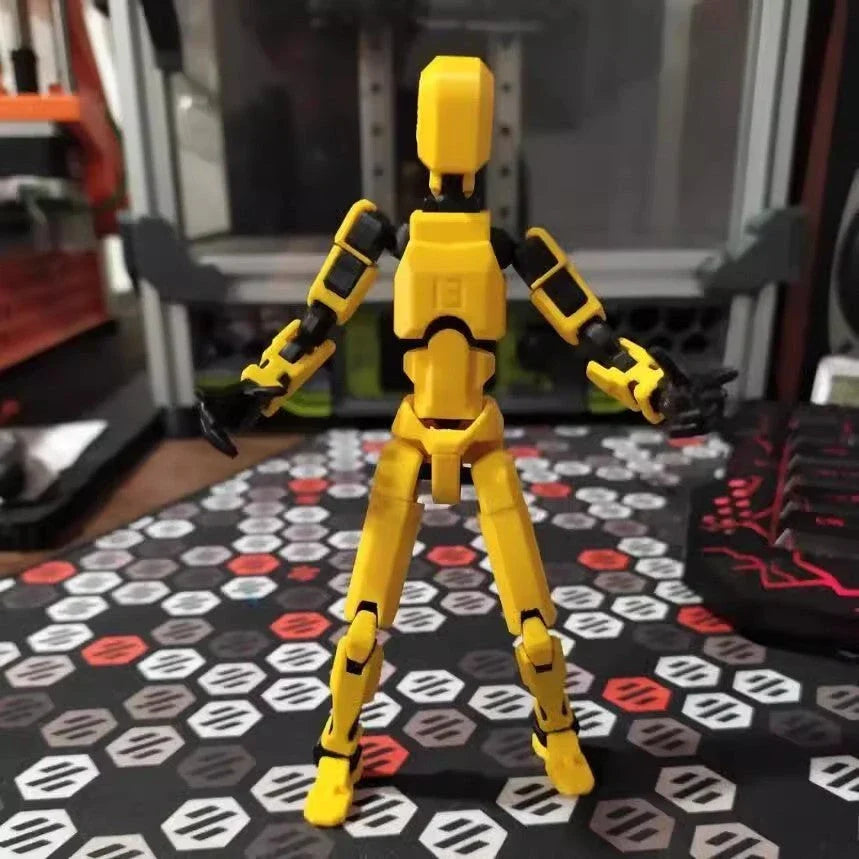 Posable 3D printed action figure mannequin toy with multi-jointed design for customizable poses and actions