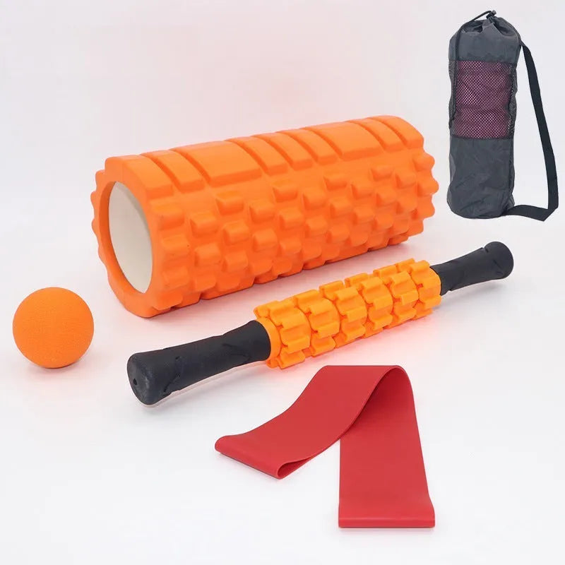 33cm black fitness foam roller massage stick on a plain background.