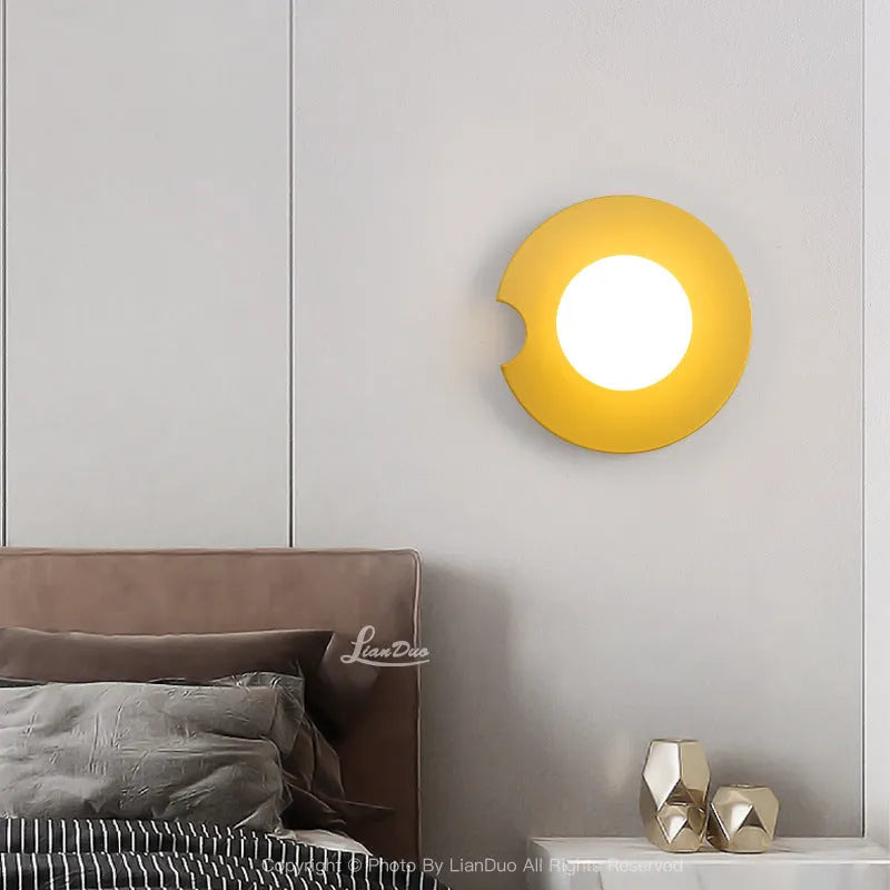 Glass wall lamp in black or gold, 220V, for bedroom bedside and background wall decoration, 7W light options.