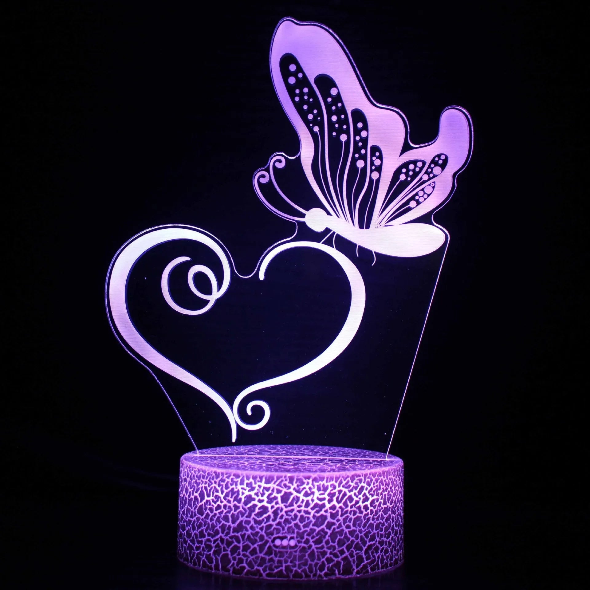 Small acrylic 3D table lamp with colourful night light effect on ABS base with USB cable