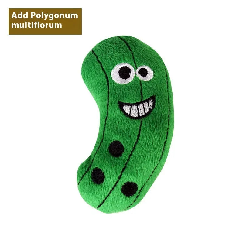 A soft plush cat toy pillow shaped like a burrito, filled with catnip for feline play.