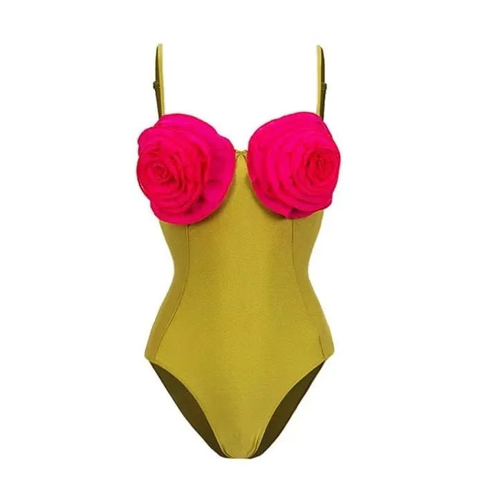 French-style women's one-piece swimsuit in solid colour and hollow out designs with optional separate skirt