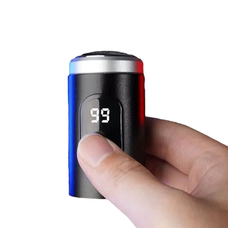 Black portable rechargeable shaver with USB charging cable and cleaning brush accessories