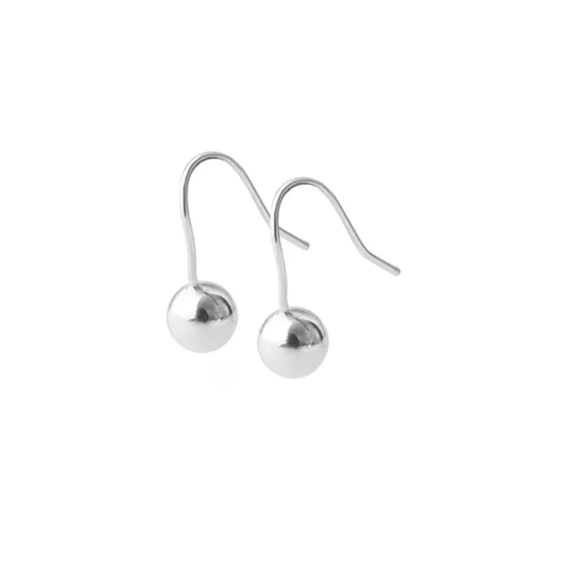 Geometric copper ballpoint ear hooks with electroplated white gold finish round shape chic style