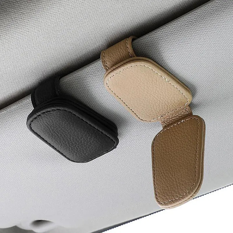 PU leather car sunglasses holder clip for universal glasses storage in four colour options