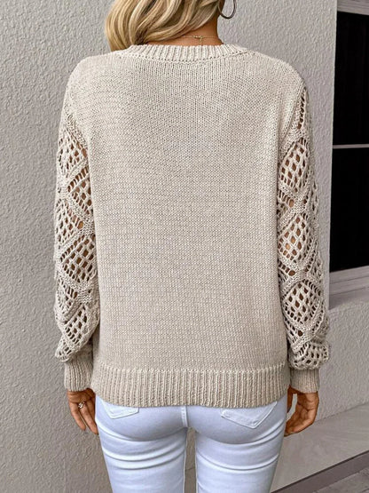 Stylish V-Neck Pullover Sweater with Unique Cutout Sleeve Design in Variety of Color Options