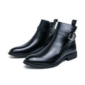 Men's high-top Western boots in black PU leather with tall crown and rubber sole