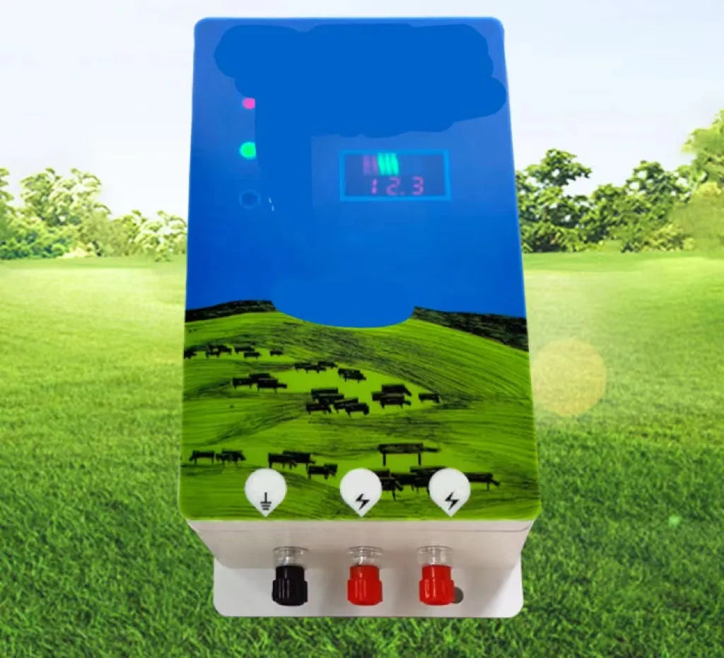 Pasture electronic host high voltage pulse electric fence system with alarm components and charger