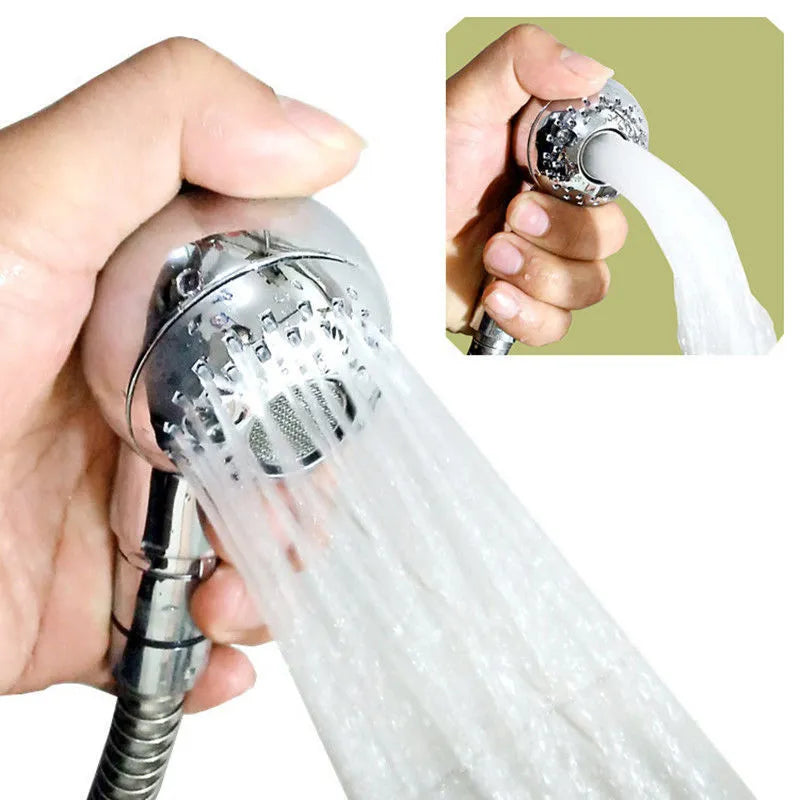 Silver handheld shower head for gentle pet and baby bathing