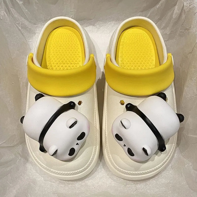 Women's anti-slip PVC platform slippers closed toe white rose colour injection molded sole
