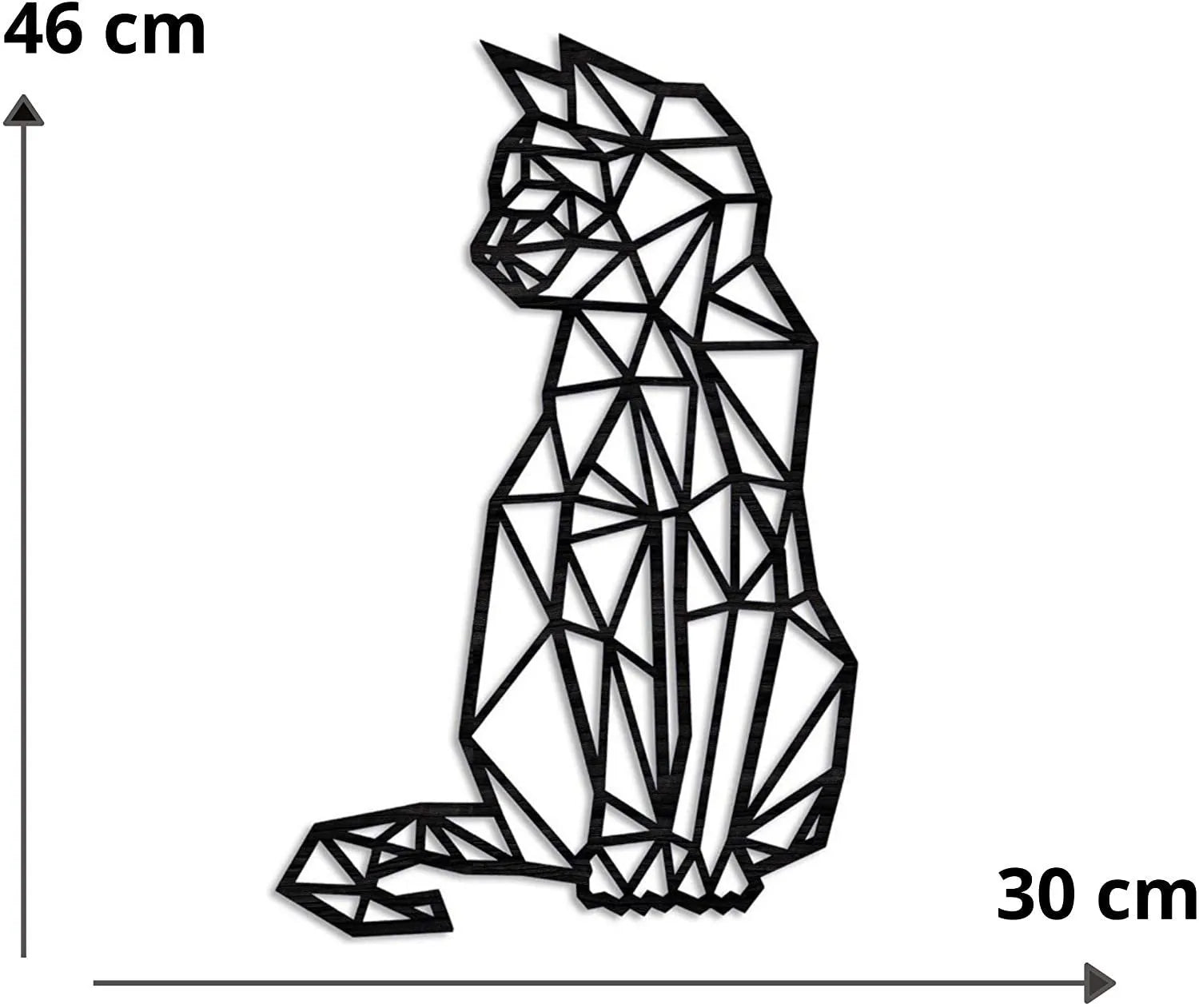 Black carved metal wall art cat silhouette laser engraved on galvanised iron 46x30cm