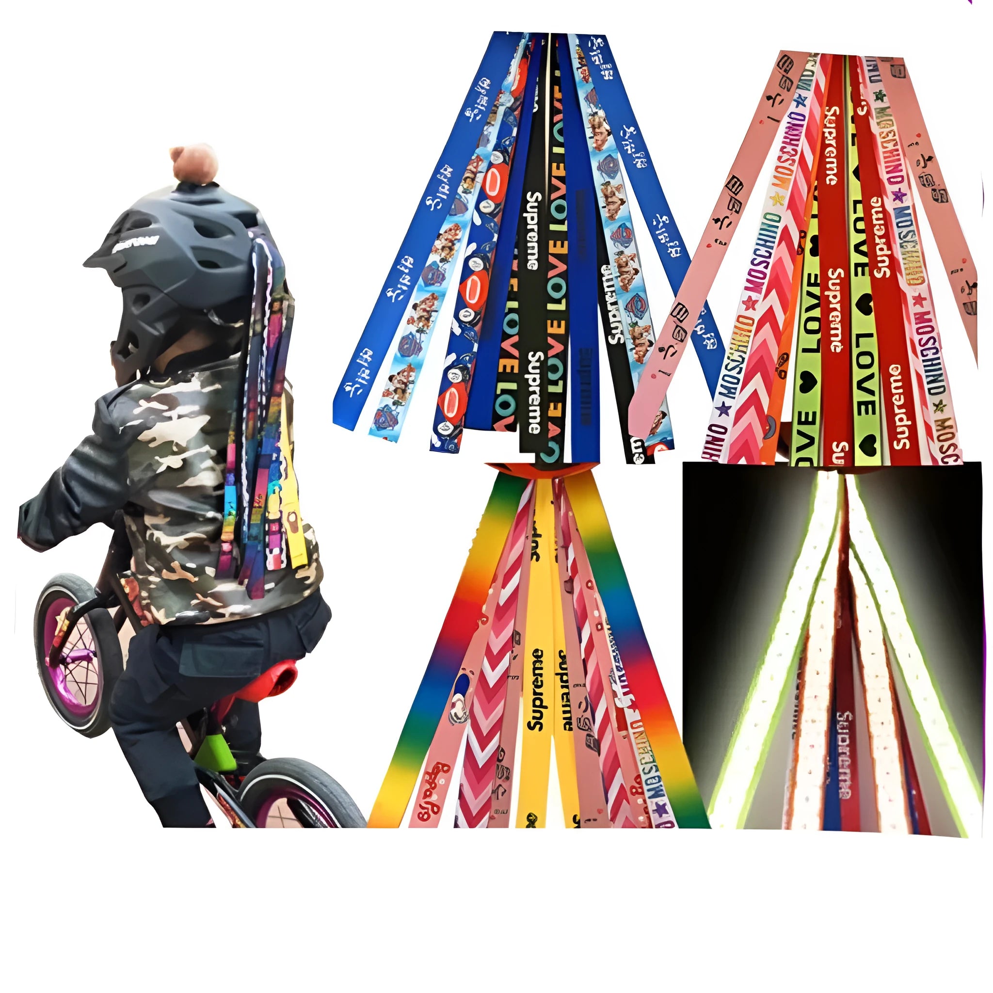 Children's helmet streamer ribbon in assorted colours for roller skating and sports helmet decoration