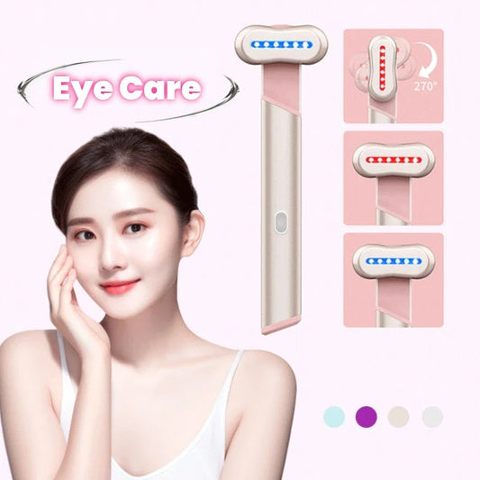 4-color LED eye massager with red, blue, and warm light therapy to rejuvenate skin and reduce puffiness